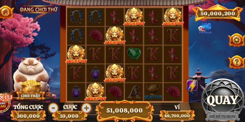 Biểu tượng Jackpot xuất hiện trong game mèo tài lộc VIC