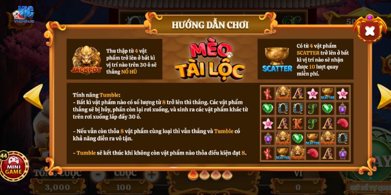 Hướng dẫn cách chơi game mèo tài lộc VIC